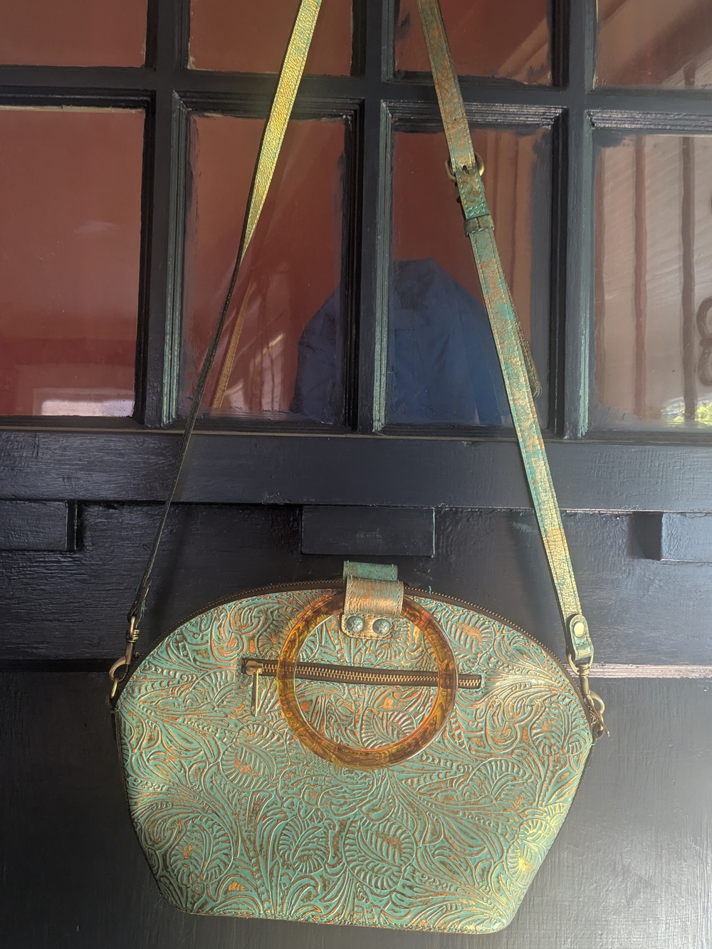Patricia Nash embossed bronzed green 'Meldola' dome bag